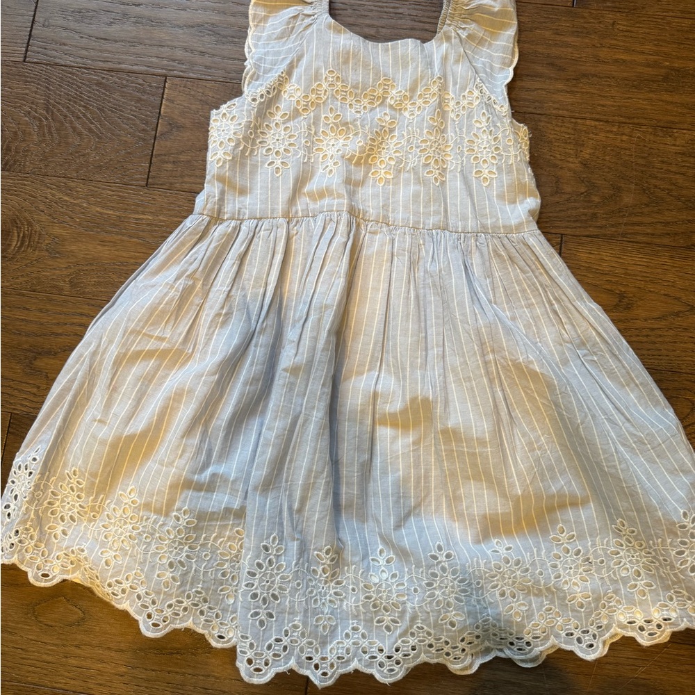 GAP White Lace Striped Kids Dress